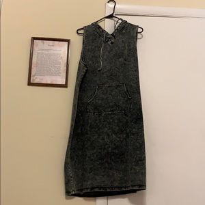 Denim hooded dress